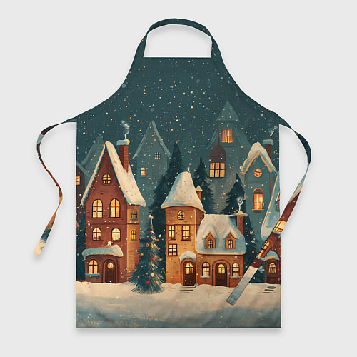 Фартук Сказочный Новогодний городок / 3D-принт – фото 1