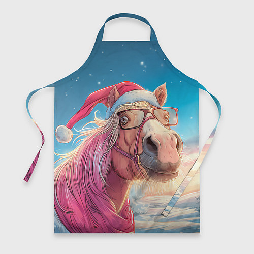 Фартук Новогодняя лошадь в очках / 3D-принт – фото 1