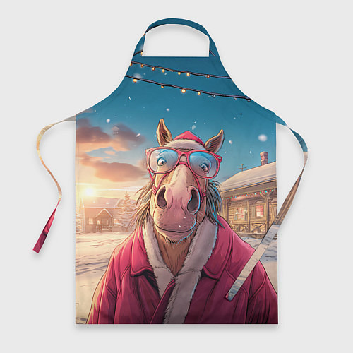 Фартук Удивленная лошадь в очках / 3D-принт – фото 1