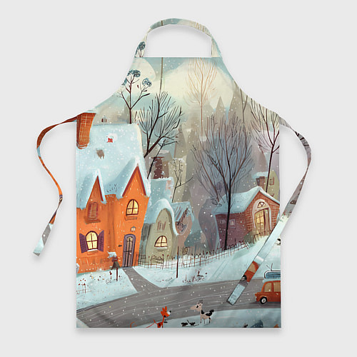 Фартук Милый новогодний дворик / 3D-принт – фото 1