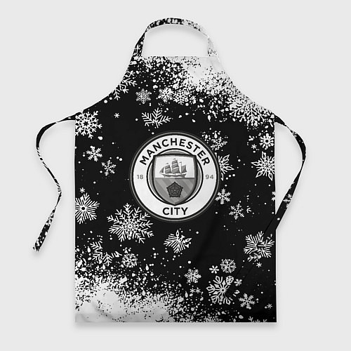 Фартук Манчестер сити снежинки новый год / 3D-принт – фото 1