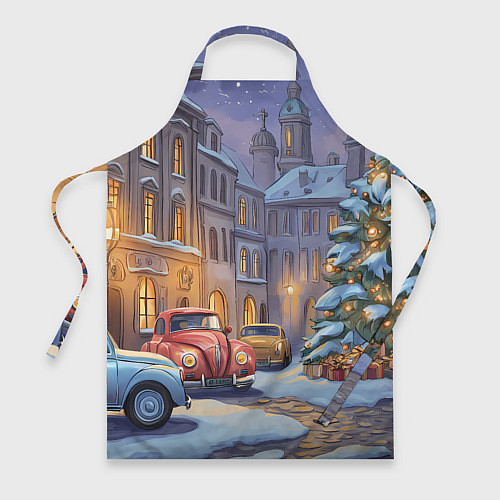 Фартук Новогодний снежный двор / 3D-принт – фото 1