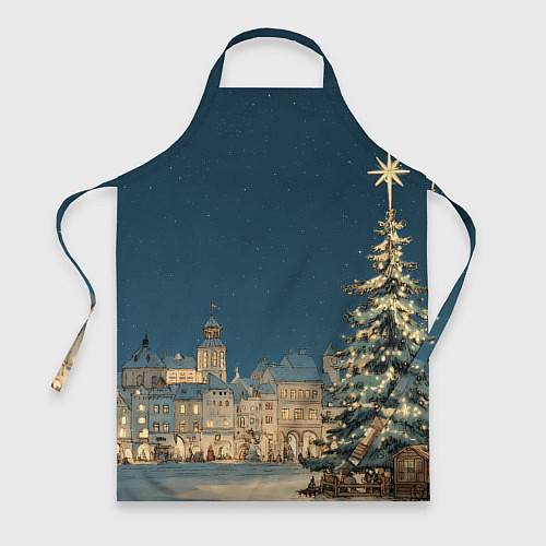 Фартук Новогодняя атмосфера в городе / 3D-принт – фото 1