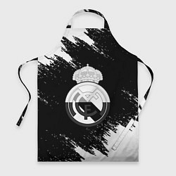 Фартук кулинарный Реал Мадрид черно белые краски, цвет: 3D-принт