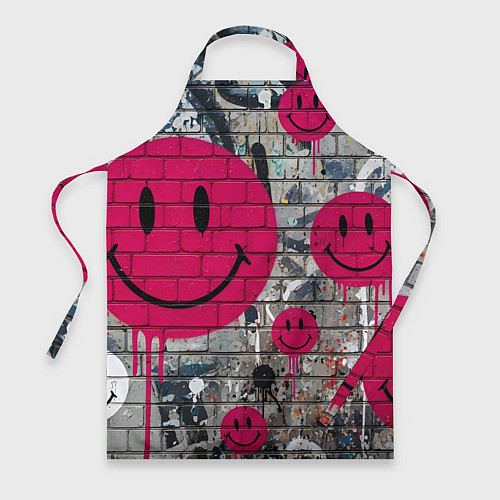 Фартук Розовые смайлы граффити / 3D-принт – фото 1