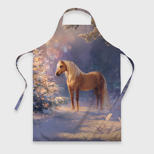 Фартук Лошадка в новогоднем лесу / 3D-принт – фото 1