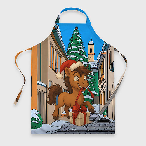 Фартук Лошадка распаковывает новогодний подарок / 3D-принт – фото 1