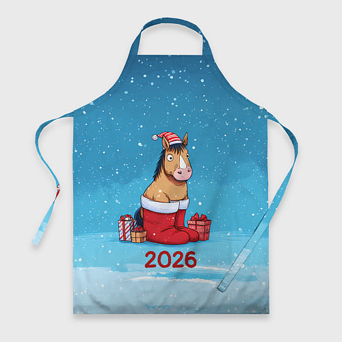 Фартук Лошадь в сапогах Санты / 3D-принт – фото 1