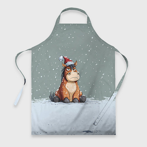 Фартук Лошадка на фоне снегопада / 3D-принт – фото 1