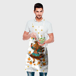 Фартук кулинарный Якутская лошадь празднует Новый год, цвет: 3D-принт — фото 2