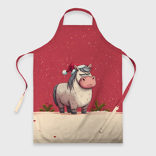 Фартук Новогодняя лошадка с прищуренным взглядом / 3D-принт – фото 1