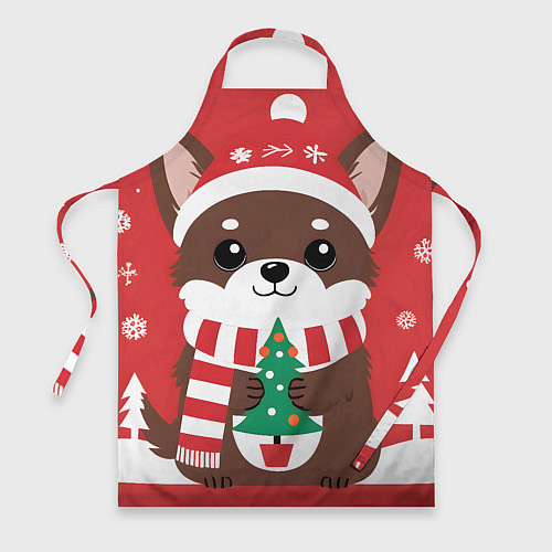 Фартук Новогодний пес с елочкой / 3D-принт – фото 1