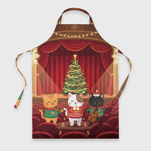 Фартук Новогодние котики музыканты / 3D-принт – фото 1
