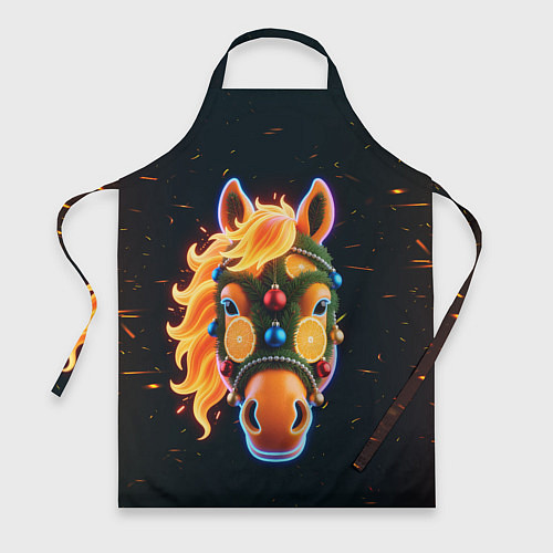 Фартук Новогодняя мандариновая лошадь / 3D-принт – фото 1