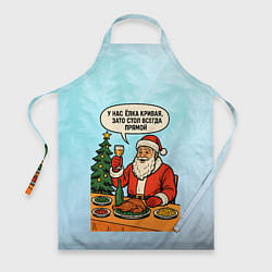 Фартук кулинарный У нас елка кривая зато стол всегда прямой, цвет: 3D-принт
