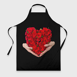 Фартук кулинарный Сердце роз в руках, цвет: 3D-принт