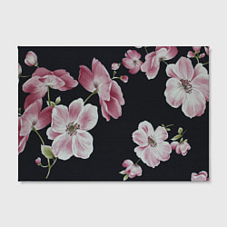 Холст прямоугольный Цветы на черном фоне, цвет: 3D-принт — фото 2