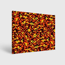 Холст прямоугольный Камуфляж пиксельный: оранжевый/желтый, цвет: 3D-принт