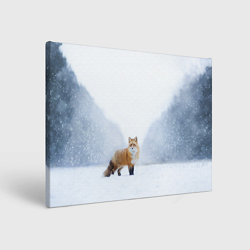 Картина прямоугольная Лиса на снегу / 3D-принт – фото 1