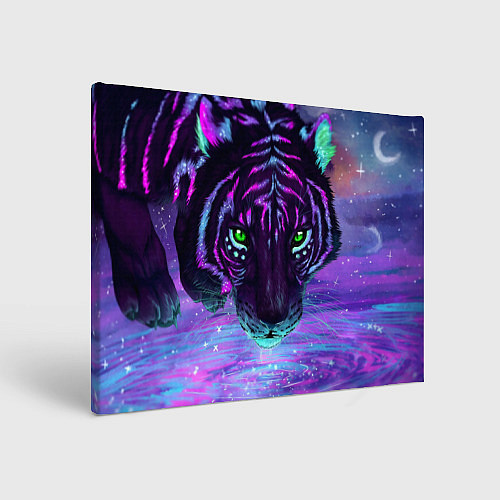 Картина прямоугольная Неоновый тигр / 3D-принт – фото 1