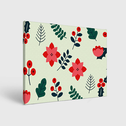 Картина прямоугольная Цветы, ягоды, листья / 3D-принт – фото 1