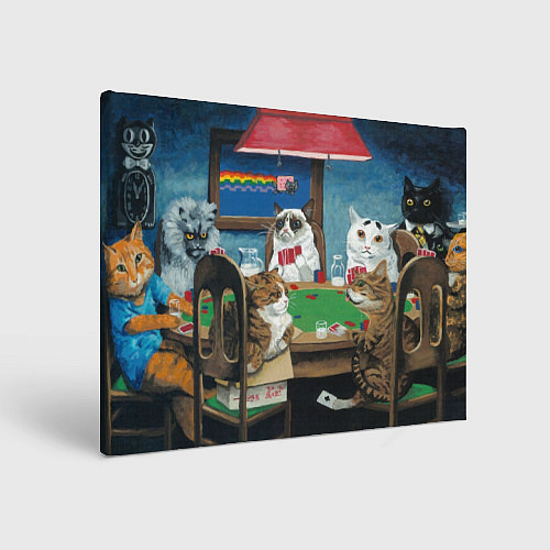Картина прямоугольная Коты играют в покер / 3D-принт – фото 1