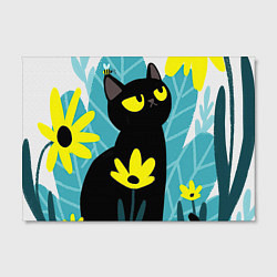 Холст прямоугольный Кот и цветок, цвет: 3D-принт — фото 2