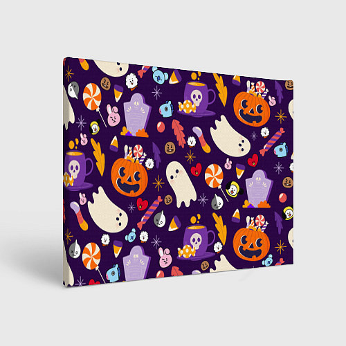 Картина прямоугольная HALLOWEEN BTS BT21 PATTERN БТ21 БТС ХЕЛЛОУИН / 3D-принт – фото 1