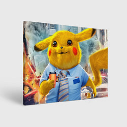 Холст прямоугольный PIKACHI PIKA PIKA GUY ПИКАЧУ ПЬЁТ КОФЕ, цвет: 3D-принт