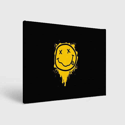 Картина прямоугольная NIRVANA LOGO SMILE, БРЫЗГИ КРАСОК / 3D-принт – фото 1