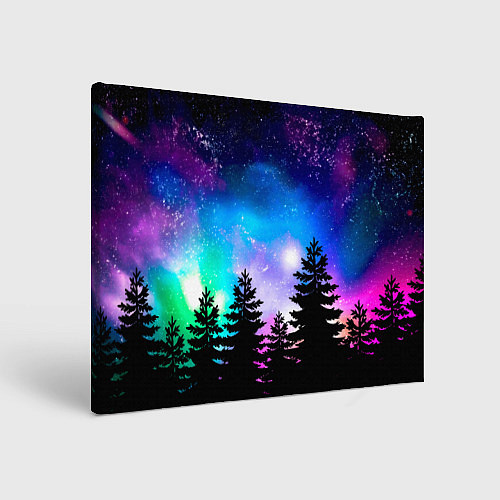 Картина прямоугольная Космический лес, елки и звезды / 3D-принт – фото 1