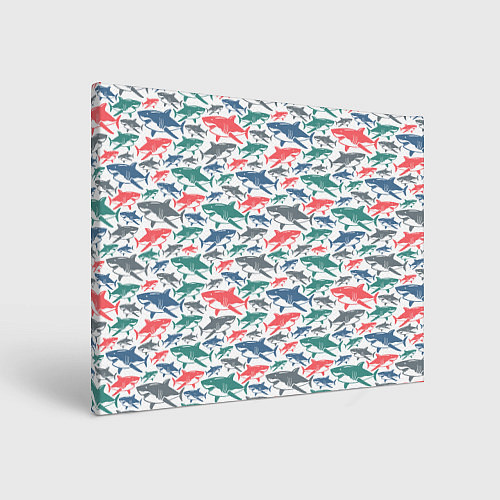 Картина прямоугольная Разноцветные Акулы / 3D-принт – фото 1
