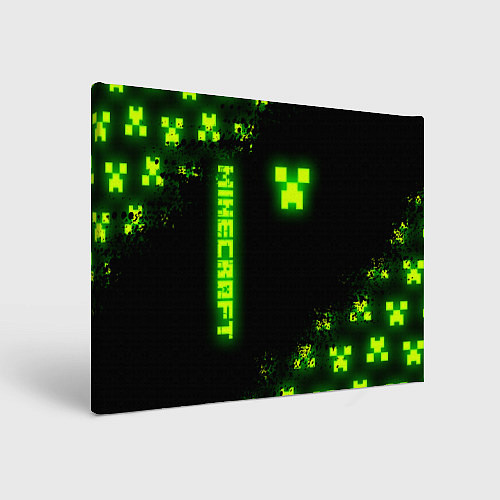Картина прямоугольная MINECRAFT NEON LOGO CREEPER / 3D-принт – фото 1