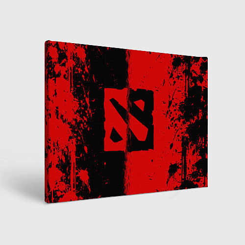 Картина прямоугольная DOTA 2 БРЫЗГИ КРАСОК, КРАСНО ЧЁРНЫЙ ЛОГО / 3D-принт – фото 1