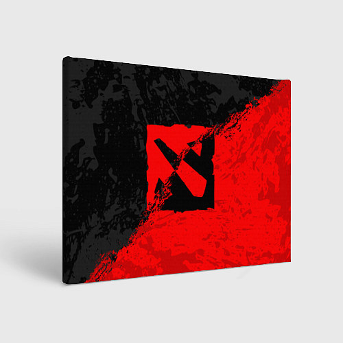 Картина прямоугольная DOTA 2 RED BLACK LOGO, БРЫЗГИ КРАСОК / 3D-принт – фото 1