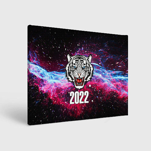 Картина прямоугольная ЧЁРНЫЙ ТИГР НОВЫЙ ГОД 2022 GRAY TIGER NEW YEAR / 3D-принт – фото 1