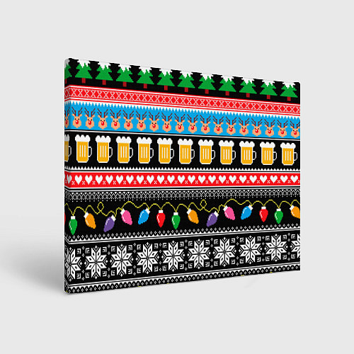 Картина прямоугольная Новогодний пивной узор / 3D-принт – фото 1