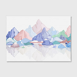 Холст прямоугольный Разноцветные пастельные оттенки гор в отражении во, цвет: 3D-принт — фото 2