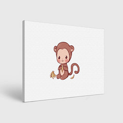 Холст прямоугольный Милая обезьяна ест банан, цвет: 3D-принт