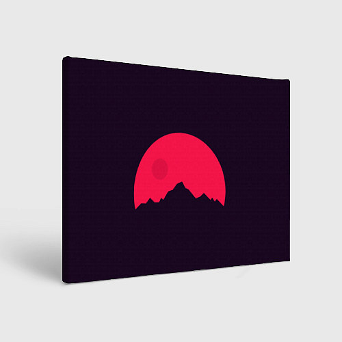 Картина прямоугольная Красная луна над сумеречными горами / 3D-принт – фото 1