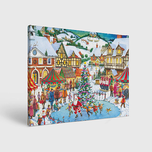 Картина прямоугольная САНТА КЛАУС НА ЛЬДУ, НОВЫЙ ГОД 2022 АРТ / 3D-принт – фото 1