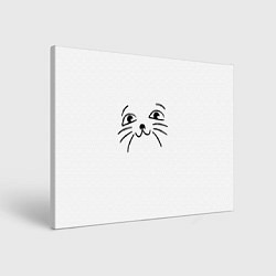 Холст прямоугольный Милый котик на белом, цвет: 3D-принт