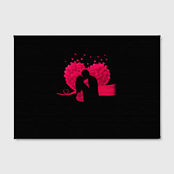 Холст прямоугольный Силуэты Влюбленных Сердце из Роз и Любовь, цвет: 3D-принт — фото 2