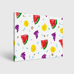Холст прямоугольный Пиксельные фрукты, цвет: 3D-принт