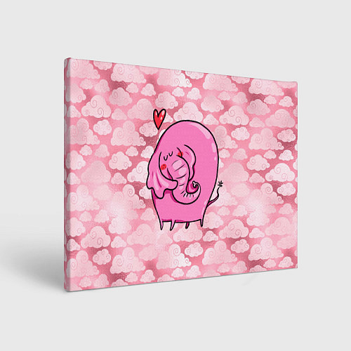 Картина прямоугольная Розовый влюбленный слон / 3D-принт – фото 1