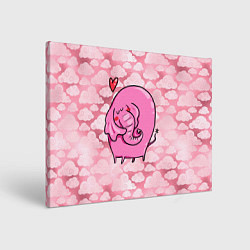 Картина прямоугольная Розовый влюбленный слон