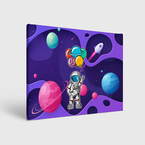 Картина прямоугольная Космонавт с шариками / 3D-принт – фото 1