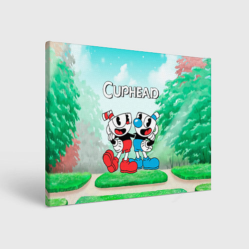 Картина прямоугольная Cuphead Красная и синяя чашечка / 3D-принт – фото 1