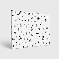 Картина прямоугольная Нотные Знаки Черные на Белом