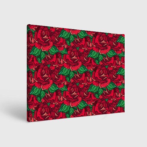 Картина прямоугольная Цветы Много Красных Роз / 3D-принт – фото 1
